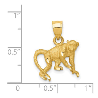 14k Yellow Gold Diamond-Cut Monkey Pendant