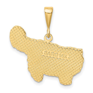 14k Yellow Gold Persian Cat Pendant