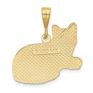 14k Yellow Gold Russian Blue Cat Pendant