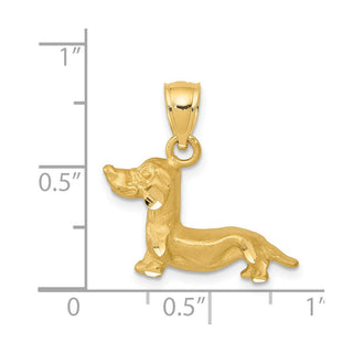 14k Yellow Gold Diamond-Cut Dachshund Pendant