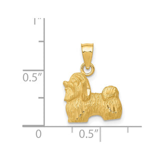 14k Yellow Gold Diamond-cut Shih Tzu Pendant K3432