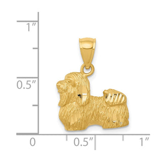 14k Yellow Gold Diamond-cut Shih Tzu Pendant K3433