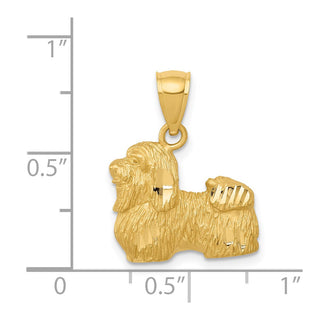 14k Yellow Gold Diamond-cut Shih Tzu Pendant K3433