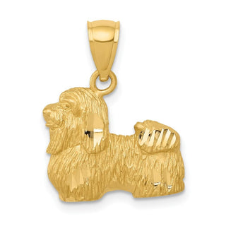 14k Yellow Gold Diamond-cut Shih Tzu Pendant K3433