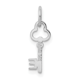 14k White Gold Letter E Key Charm