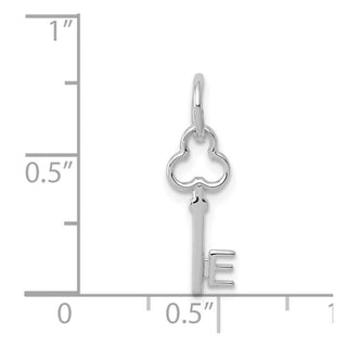 14k White Gold Letter E Key Charm