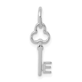 14k White Gold Letter E Key Charm