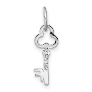 14k White Gold Letter F Key Charm