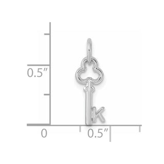 14k White Gold Letter K Key Charm