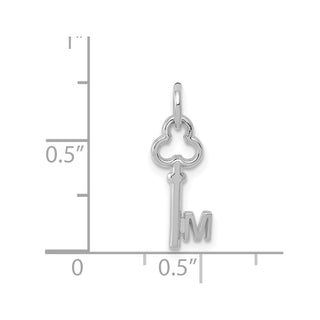 14k White Gold Letter M Key Charm