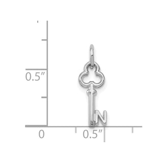14k White Gold Letter N Key Charm