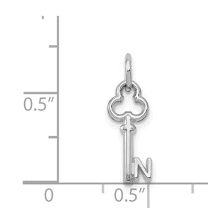 14k White Gold Letter N Key Charm