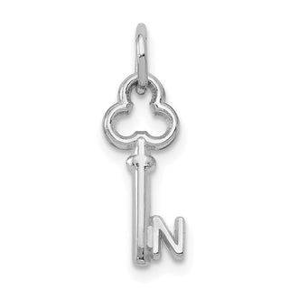 14k White Gold Letter N Key Charm