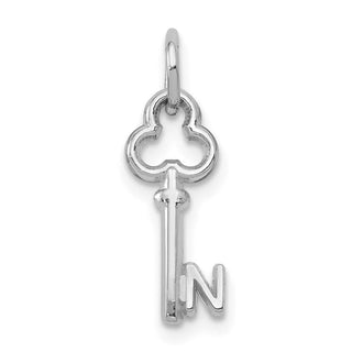 14k White Gold Letter N Key Charm