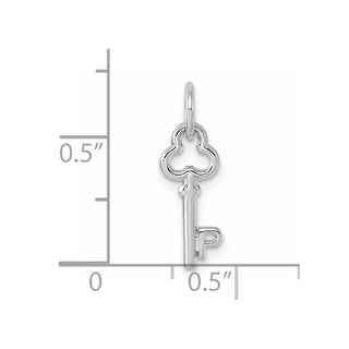 14k White Gold Letter P Key Charm