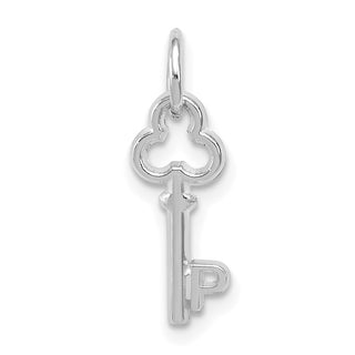 14k White Gold Letter P Key Charm