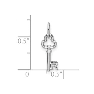 14k White Gold Letter R Key Charm