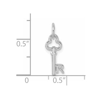 14k White Gold Letter R Key Charm