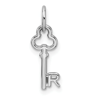 14k White Gold Letter R Key Charm