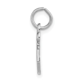 14k White Gold Letter V Key Charm