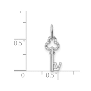 14k White Gold Letter V Key Charm