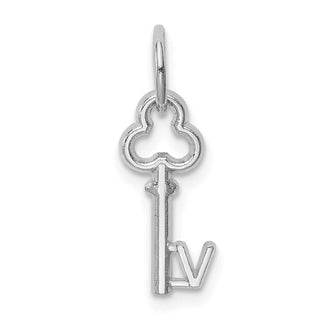 14k White Gold Letter V Key Charm