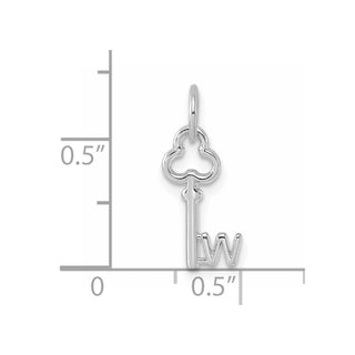 14k White Gold Letter W Key Charm