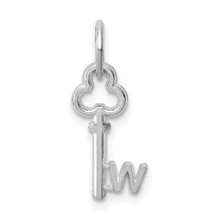 14k White Gold Letter W Key Charm
