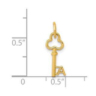 14k Yellow Gold Letter A Key Charm