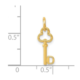 14k Yellow Gold Letter D Key Charm