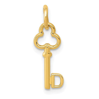 14k Yellow Gold Letter D Key Charm