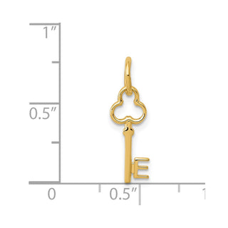 14k Yellow Gold Letter E Key Charm