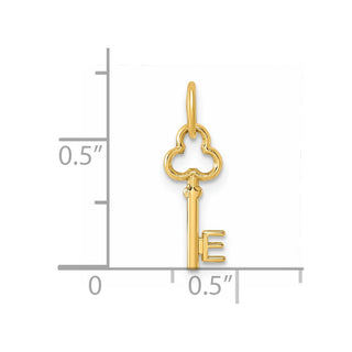 14k Yellow Gold Letter E Key Charm