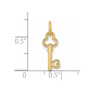 14k Yellow Gold Letter G Key Charm