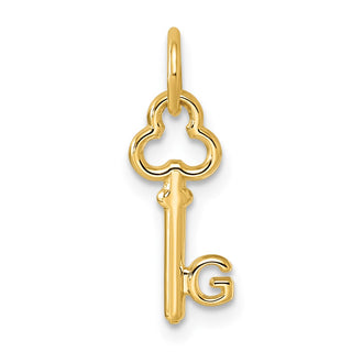 14k Yellow Gold Letter G Key Charm