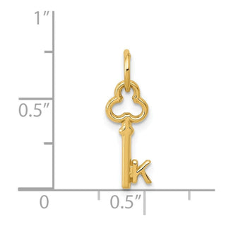14k Yellow Gold Letter K Key Charm