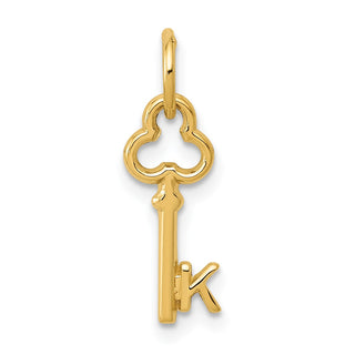 14k Yellow Gold Letter K Key Charm