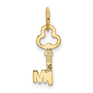 14k Yellow Gold Letter M Key Charm
