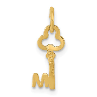 14k Yellow Gold Letter M Key Charm