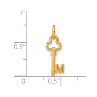 14k Yellow Gold Letter M Key Charm