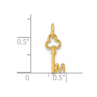 14k Yellow Gold Letter M Key Charm