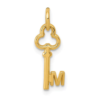14k Yellow Gold Letter M Key Charm