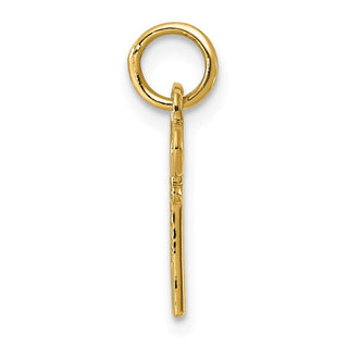 14k Yellow Gold Letter N Key Charm
