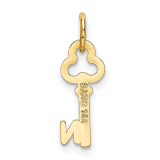14k Yellow Gold Letter N Key Charm