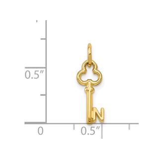 14k Yellow Gold Letter N Key Charm