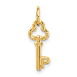 14k Yellow Gold Letter P Key Charm