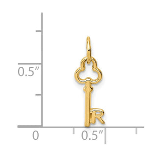 14k Yellow Gold Letter R Key Charm