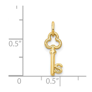 14k Yellow Gold Letter S Key Charm