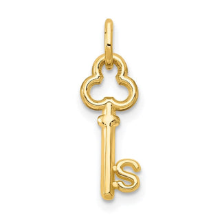 14k Yellow Gold Letter S Key Charm