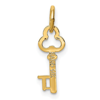 14k Yellow Gold Letter T Key Charm